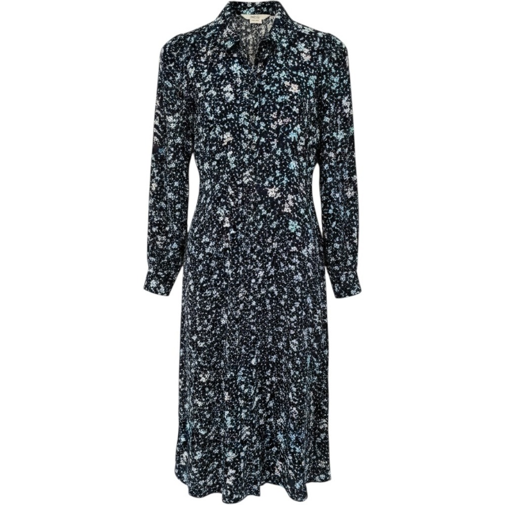 & Other Stories Floral Shirt Dress Womens 0 Navy Blue Ditsy Midi Paris Atelier